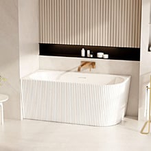 Salem Matte White Oval Acrylic Corner Bath with Overflow